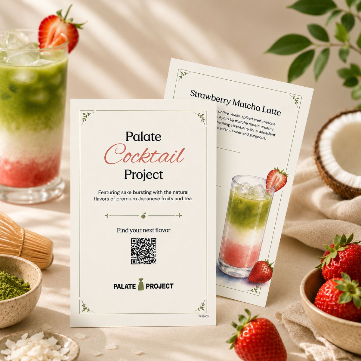 Strawberry Matcha Latte Cocktail Set recipe card