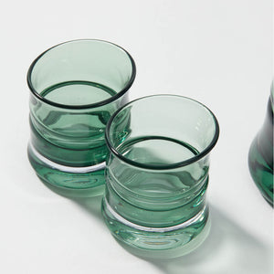 Bamboo Glass Sake Set, upward angled view